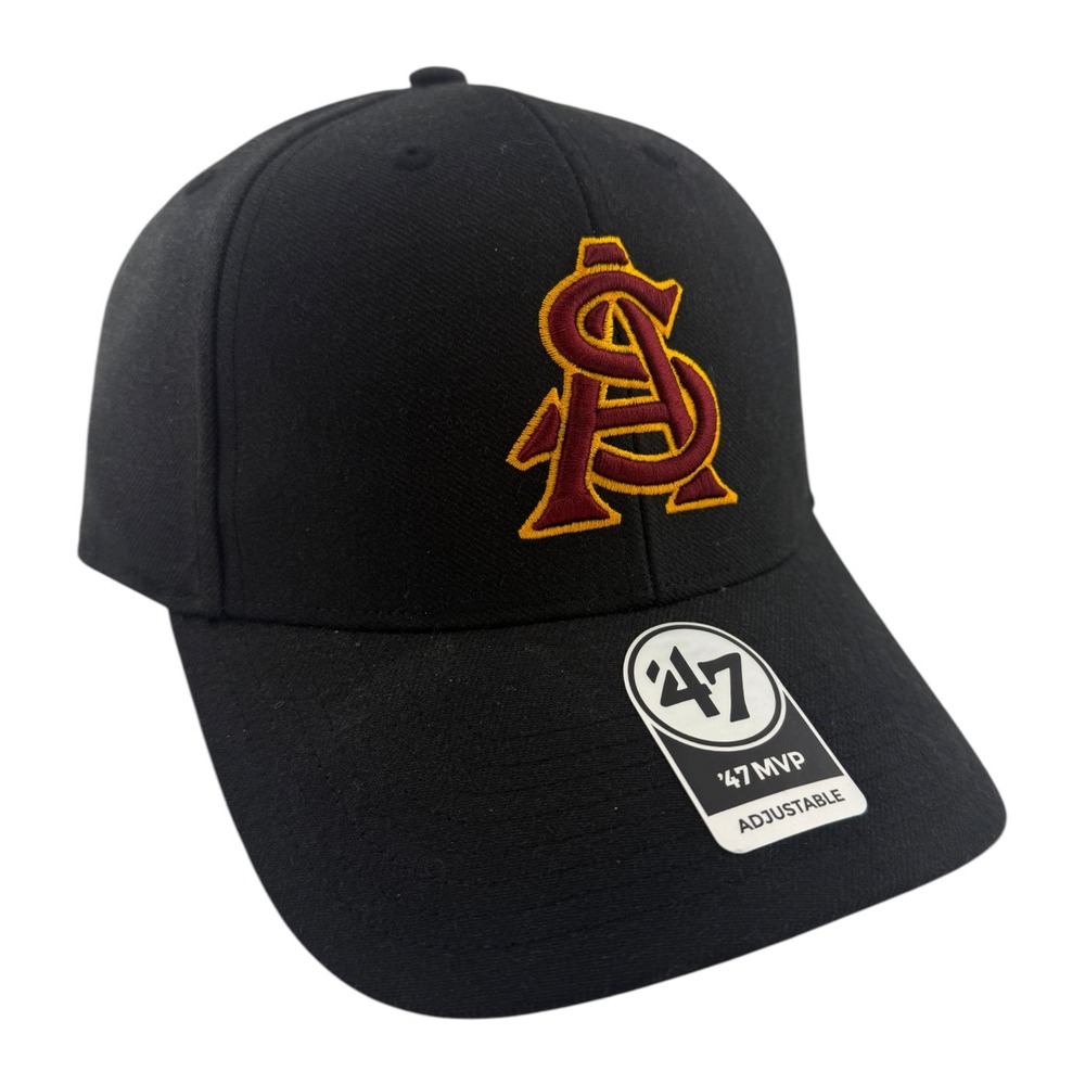 '47 Brand Arizona State University Sun Devils NCAA Black MVP Adjustable Hat Cap‎